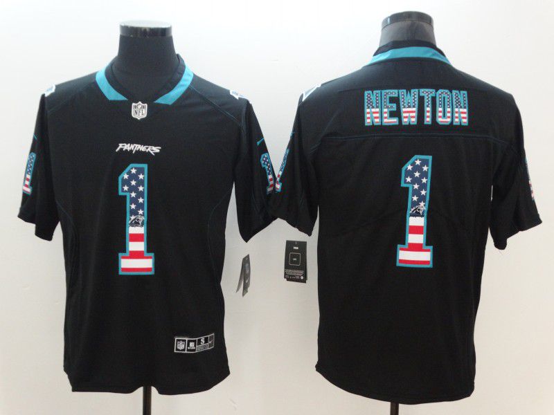 Men Carolina Panthers #1 Newton Nike USA Flag Fashion Black Color Rush Limited NFL Jerseys->oakland raiders->NFL Jersey
